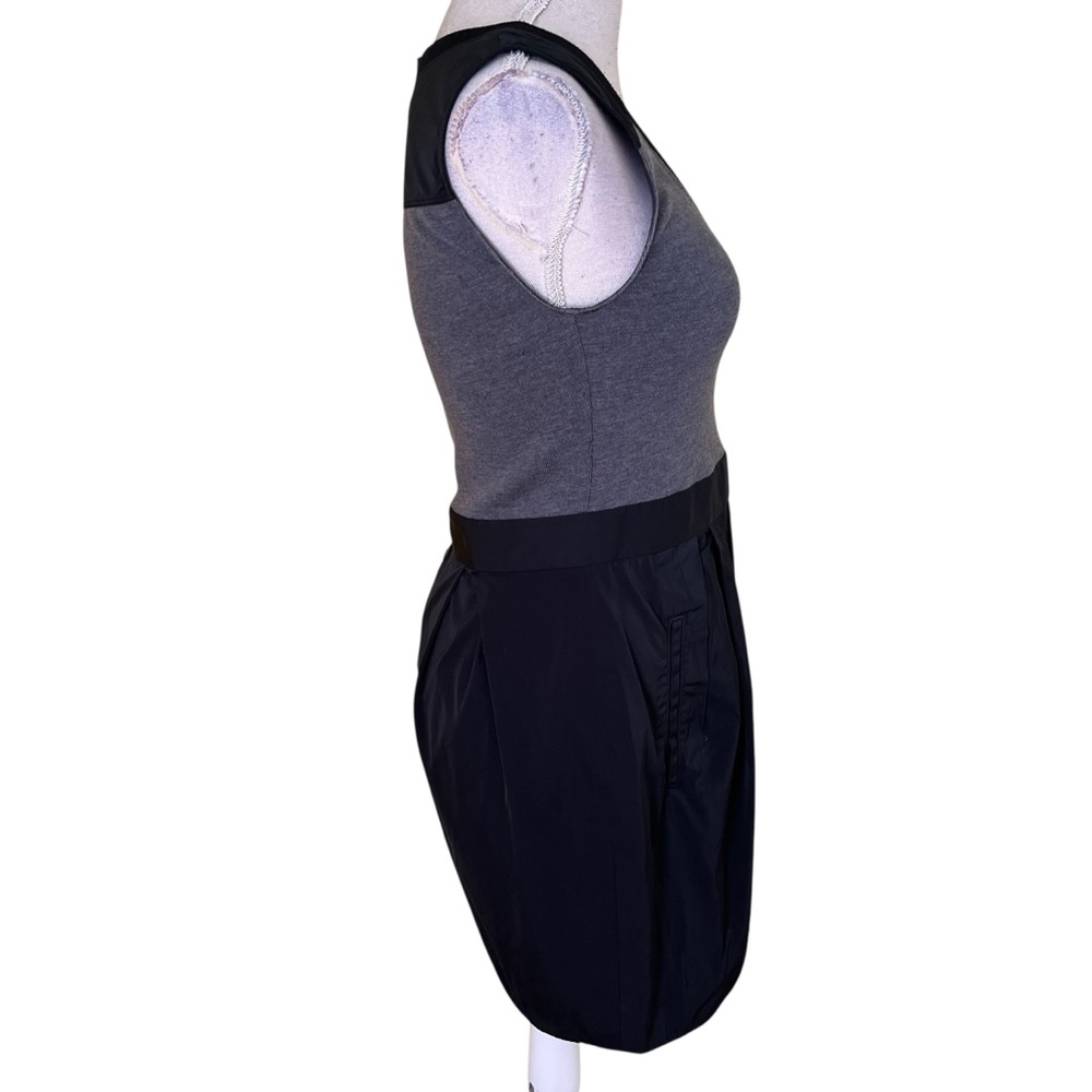 Theory Gray and Black Sleeveless Aline Mixed Fabric Mini Dress 4 - Picture 10 of 16